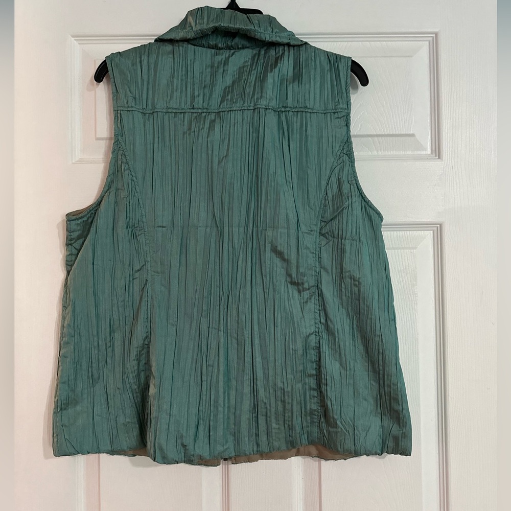 Chicos Iridescent Teal/Brown Zip Front Essi Vest Size 2 - Picture 4 of 6
